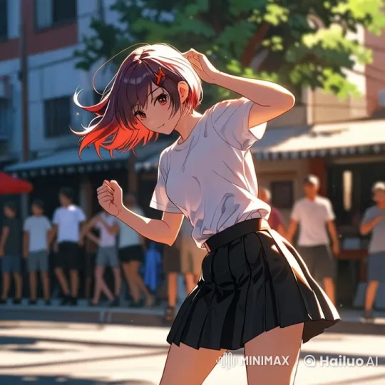 Anime Girl Dancing Outdoors in Live2D Animation – AI Generated Video | Hailuo AI