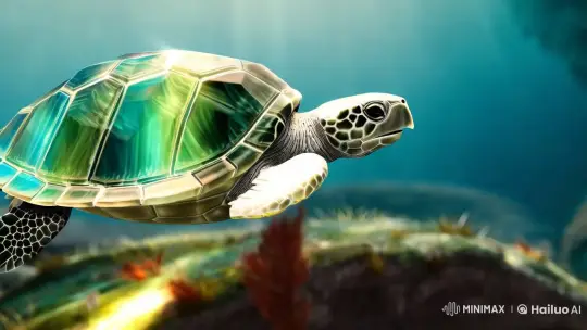 Mesmerizing Crystal Turtle in Tranquil Underwater Ballet – AI Generated Video | Hailuo AI