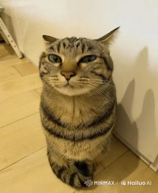 Tabby Cat Presents 'Koxmatik lox' Sign Playfully – AI Generated Video | Hailuo AI