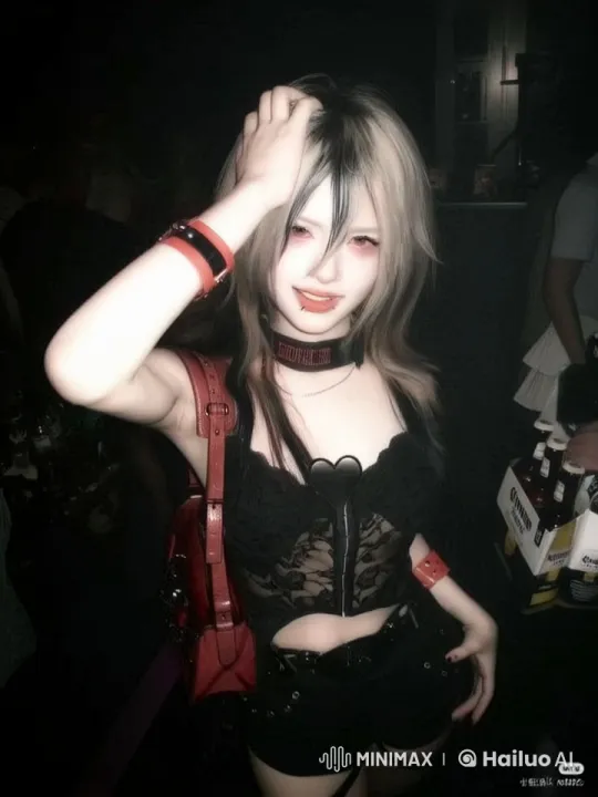 Gothic-Inspired Live2D Animation in a Club Setting – AI Generated Video | Hailuo AI