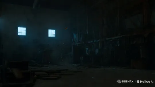 Dilapidated Warehouse Explosion Captured with Aesthetic Precision – AI Generated Video | Hailuo AI