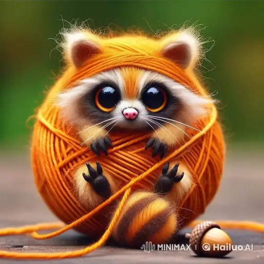 Cute Raccoon Struggles in Yarn Ball - Live2D Animation – AI Generated Video | Hailuo AI