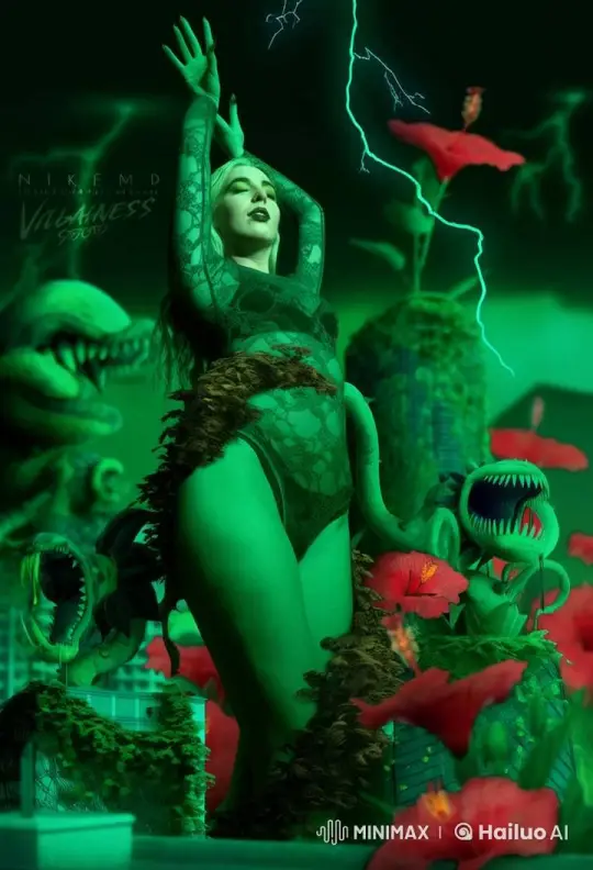 Mystical Woman Enmeshed in Carnivorous Plants – AI Generated Video | Hailuo AI