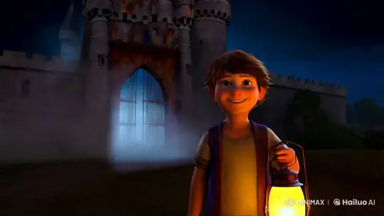 Boy with Lantern Stands at Ancient Castle's Gate – AI Generated Video | Hailuo AI