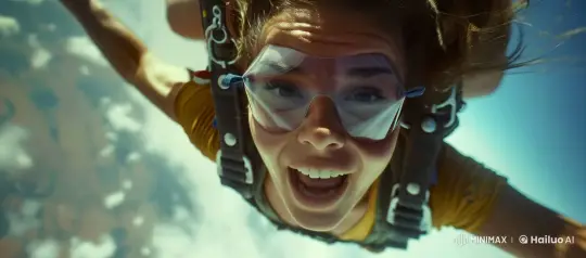 Woman's Excited Skydiving Experience Captured in Live2D – AI Generated Video | Hailuo AI