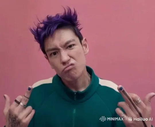 Purple-haired guy shaves head with clippers – AI Generated Video | Hailuo AI