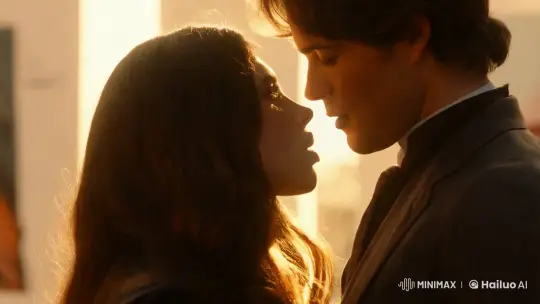 Intimate Kiss Captured in Artistic Golden Light – AI Generated Video | Hailuo AI