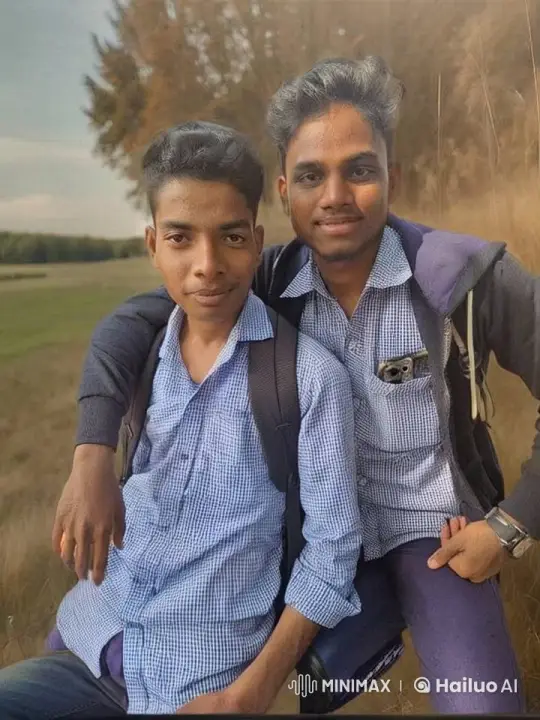 Young Men Share Affectionate Moment in Serene Field – AI Generated Video | Hailuo AI