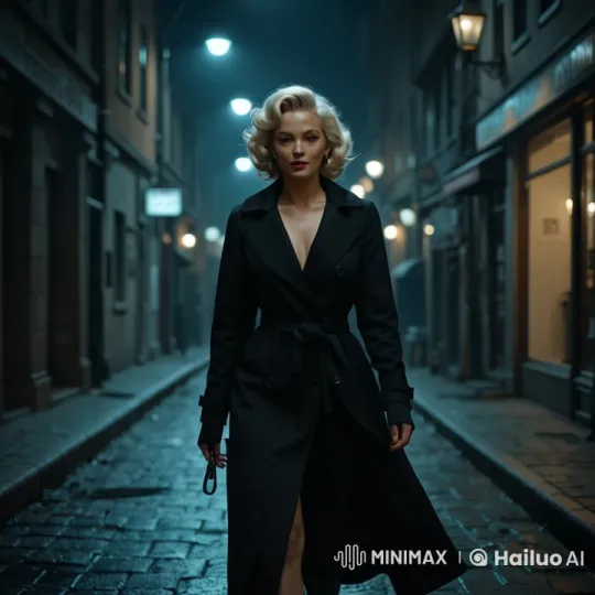 Marilyn Monroe-Inspired Noir Scene Captured in 4K – AI Generated Video | Hailuo AI