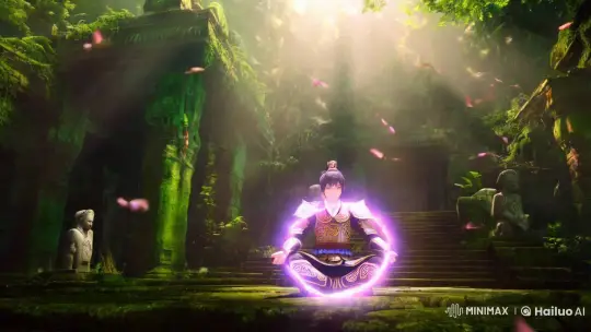 Meditating Warrior Faces Challenge in Ancient Jungle Temple – AI Generated Video | Hailuo AI