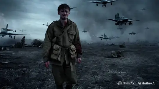 Young Soldier's Journey Through a Desolate Battlefield – AI Generated Video | Hailuo AI