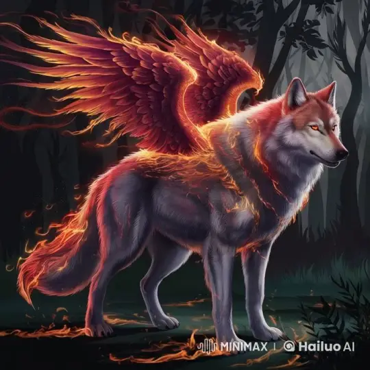Majestic Wolf-Phoenix Hybrid in Dark Forest – AI Generated Video | Hailuo AI