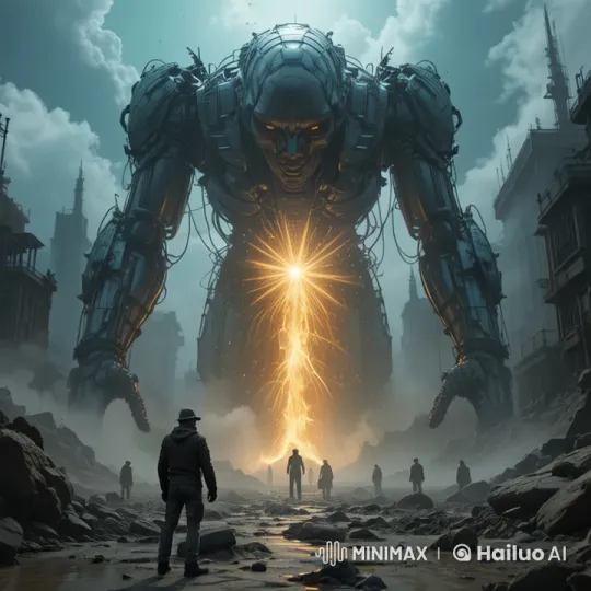 Post-Apocalyptic City: Robot Dominance Over Humans – AI Generated Video | Hailuo AI
