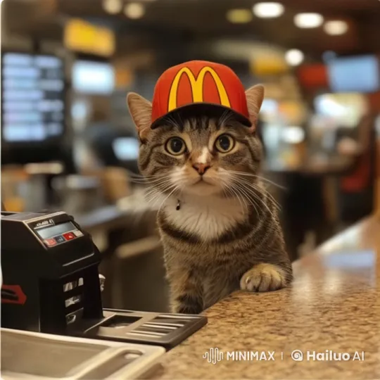 Tabby Cat Requests Happy Meal at McDonald's – AI Generated Video | Hailuo AI