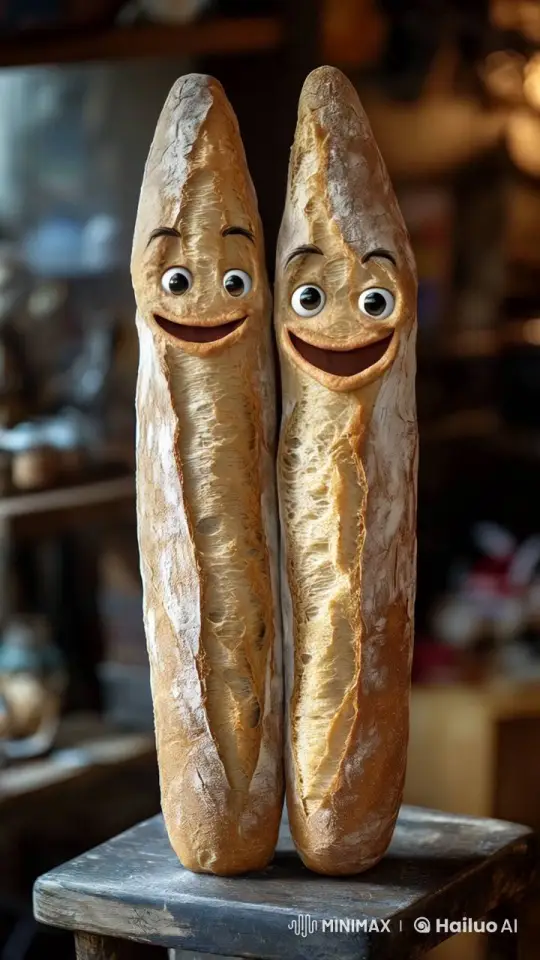 Animated Baguettes Sing Joyfully with Expressive Faces – AI Generated Video | Hailuo AI