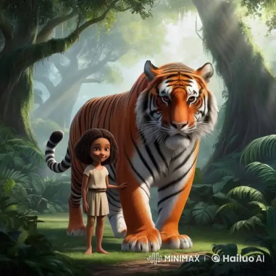 Girl and Tiger: A Bond of Trust in the Jungle – AI Generated Video | Hailuo AI
