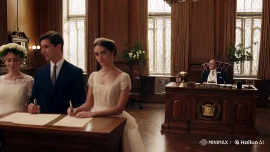 Couple Signs Marriage Document in Ornate Bureau – AI Generated Video | Hailuo AI