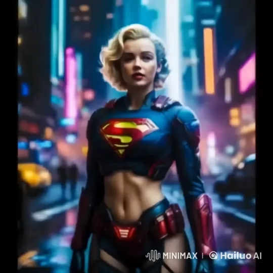 Supergirl Marches Through Futuristic Cityscape – AI Generated Video | Hailuo AI