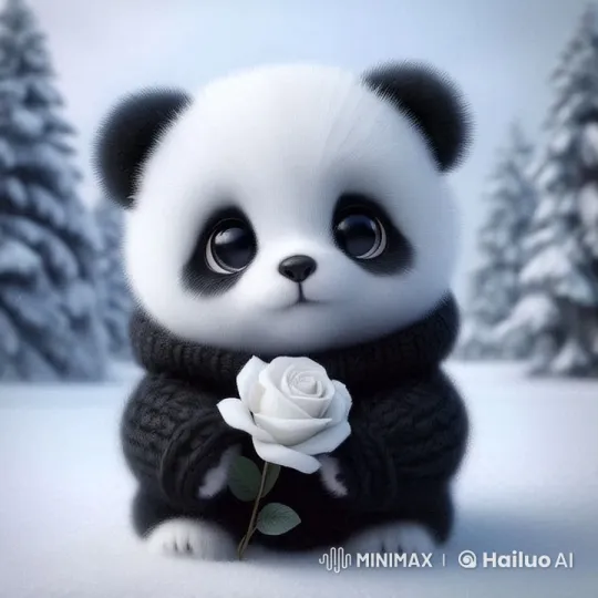 Cute Panda Plays Guitar in Snowy Forest – AI Generated Video | Hailuo AI
