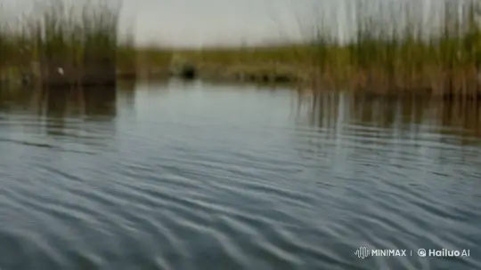 Tranquil Water Scene Interrupted by Emerging Monster – AI Generated Video | Hailuo AI