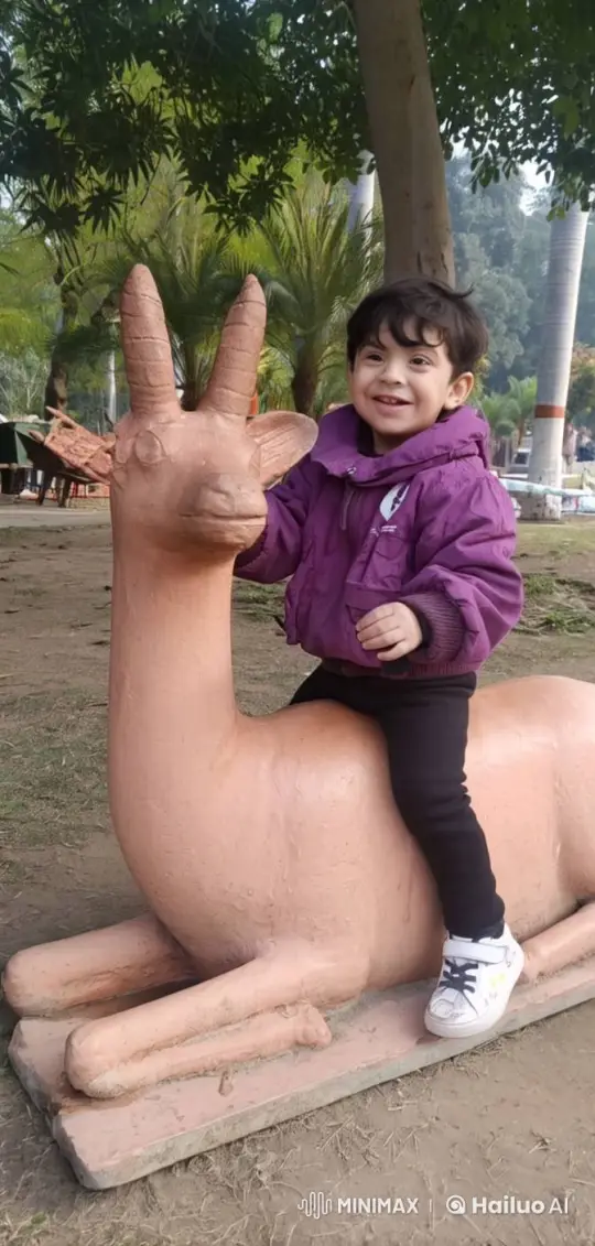 Child Leads Giant Rabbit Through Ruins in Animated Adventure – AI Generated Video | Hailuo AI