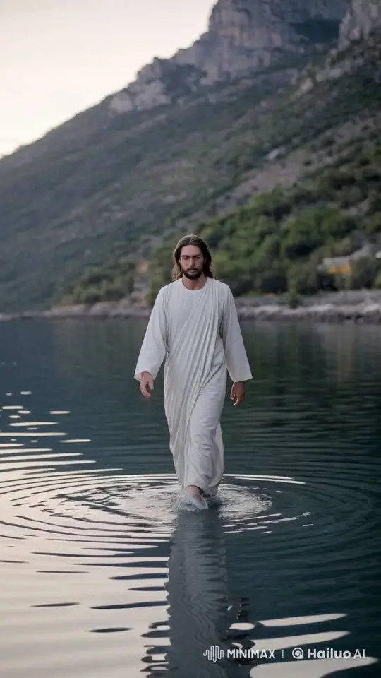 Mystical Figure Walks on Water at Dusk – AI Generated Video | Hailuo AI