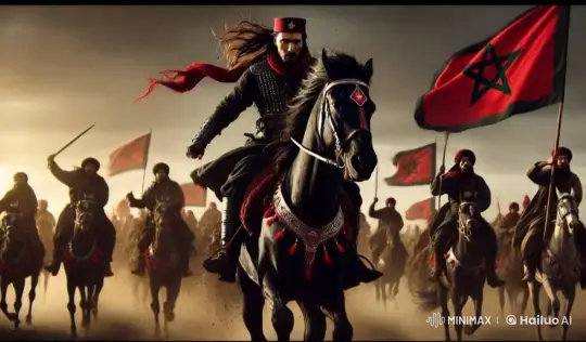 Cavalry Charge: Energetic Battle Scene with Moroccan Flags – AI Generated Video | Hailuo AI