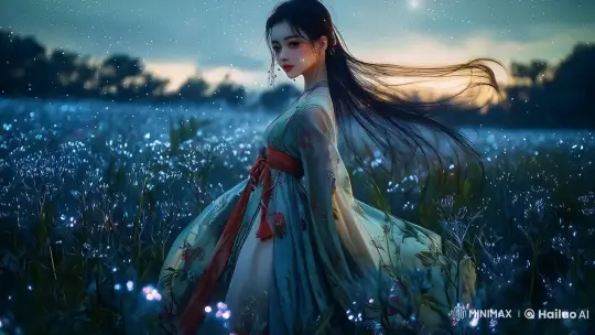 Mei-Lin Dances Through Enchanted Bioluminescent Meadow – AI Generated Video | Hailuo AI