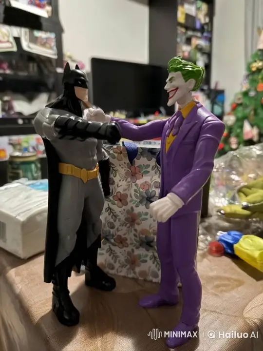 Batman and Joker Figures Perform Friendly Fist Bump – AI Generated Video | Hailuo AI