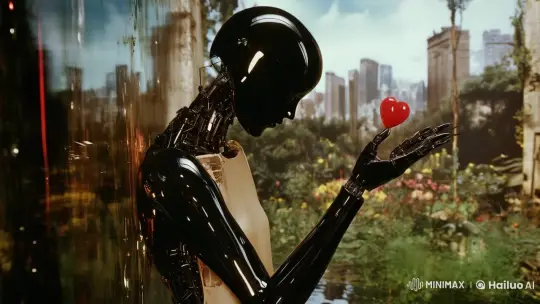 Robot Evolves from Machine to Living Entity in Garden – AI Generated Video | Hailuo AI