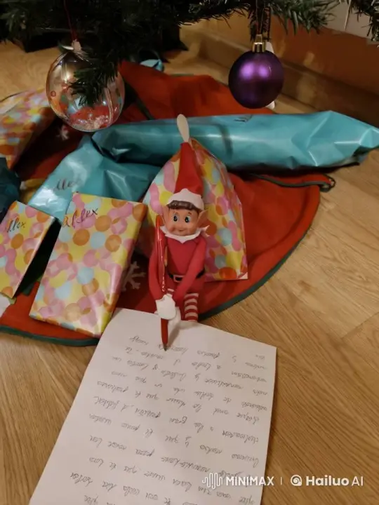 Elf Writes Letter to Alex Under Christmas Tree – AI Generated Video | Hailuo AI