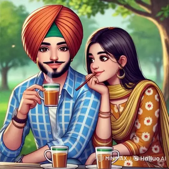 Couple Enjoying Tea in Serene Park Setting – AI Generated Video | Hailuo AI