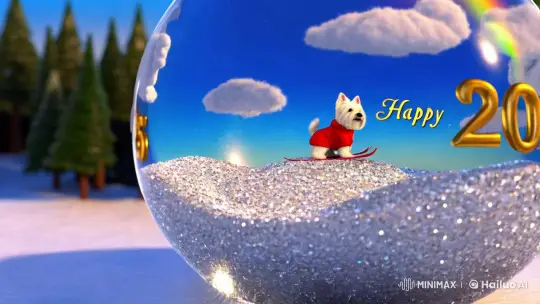 West Highland Terrier Skis in Magical Crystal Ball – AI Generated Video | Hailuo AI