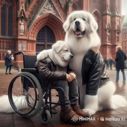 Heartwarming Moment: Comforting Dogs in Public – AI Generated Video | Hailuo AI