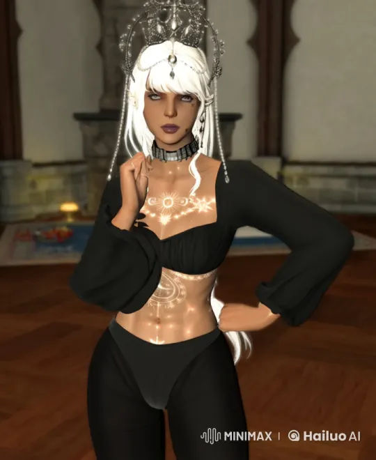 Elegant Woman with Celestial Skin in Poised Display – AI Generated Video | Hailuo AI