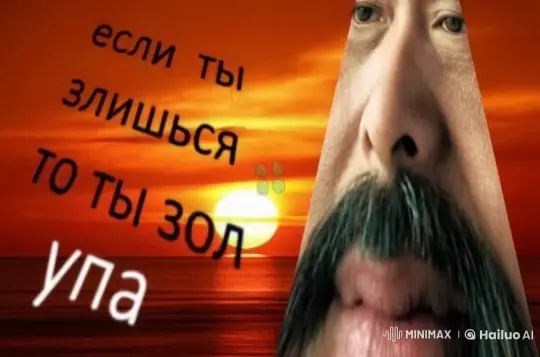 Surreal Sunset with Animated Face and Russian Text – AI Generated Video | Hailuo AI