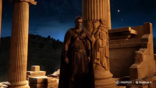 Greek Anti-Hero: Tragic Solitude on Ancient Ruins – AI Generated Video | Hailuo AI