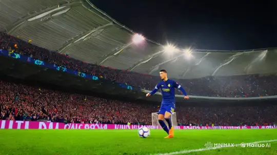 Cristiano Ronaldo's Triumphant Goal Celebration in Dramatic Stadium Setting – AI Generated Video | Hailuo AI