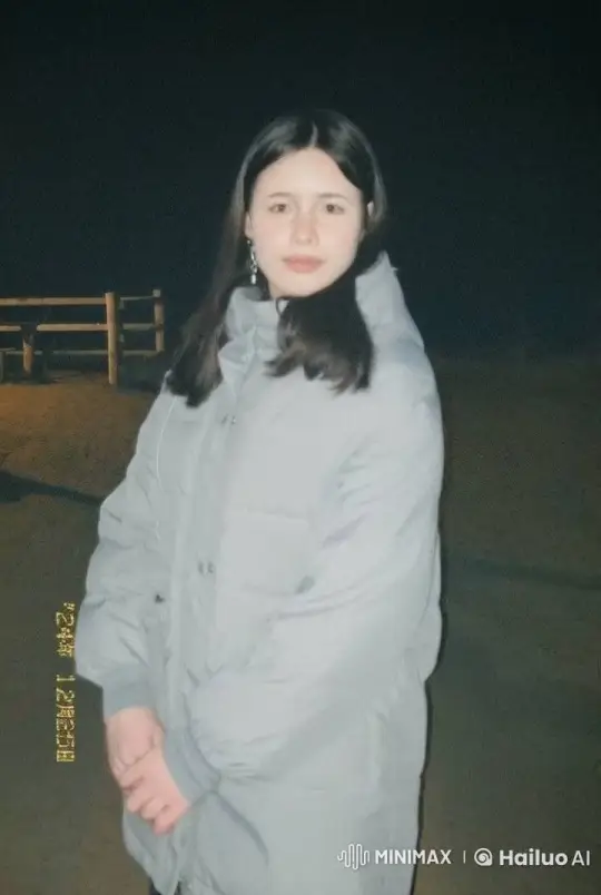 Young Woman Mimics Dog Attack in Winter Coat – AI Generated Video | Hailuo AI