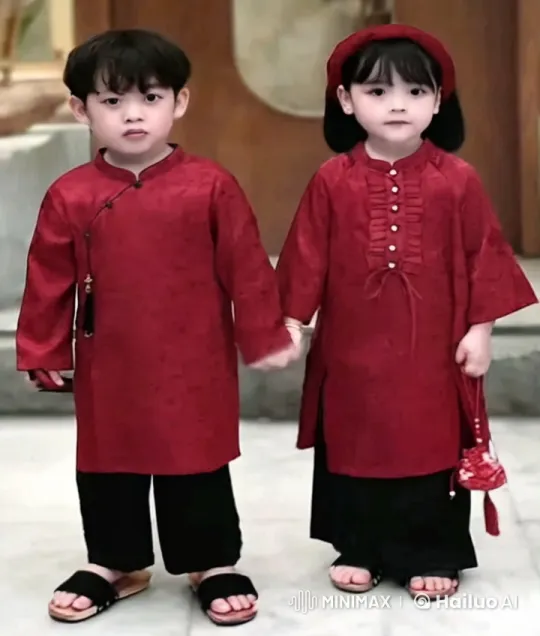 Children Stroll Through Ancient Town in Red and Black – AI Generated Video | Hailuo AI