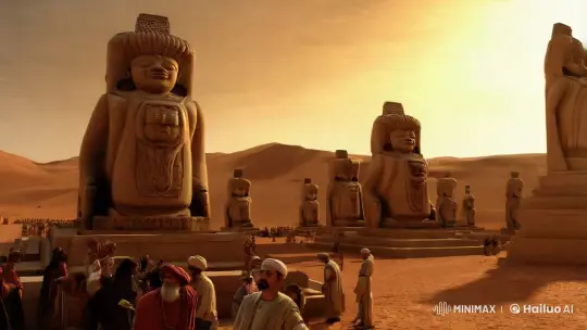 Prophet Hud Preaches Amidst Ancient Desert Idols – AI Generated Video | Hailuo AI