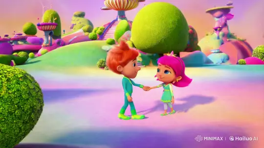 Whimsical Animated Love Story in Dreamlike Landscape – AI Generated Video | Hailuo AI