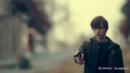 Slow Motion Walk with Pistol Towards Camera – AI Generated Video | Hailuo AI