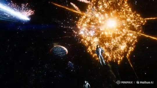 Cosmic Collision: Astronaut's Serene Encounter in Space – AI Generated Video | Hailuo AI