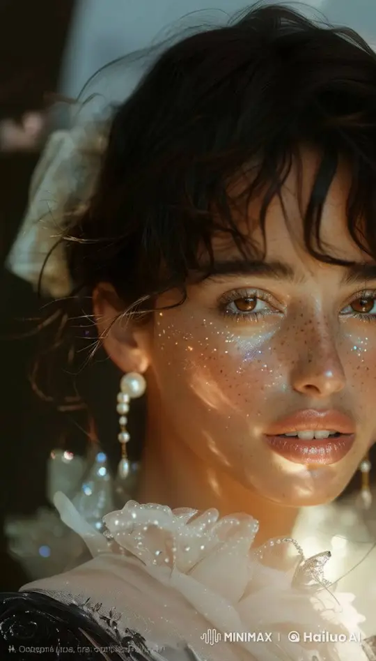 Radiant Woman in Ethereal Close-Up with Animated Features – AI Generated Video | Hailuo AI