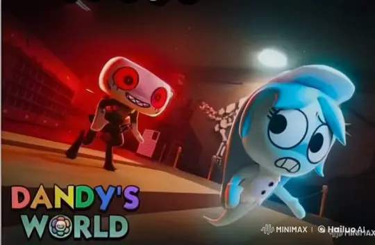 Red Robot Pursues Terrified Blue Ghost in Dandy's World – AI Generated Video | Hailuo AI