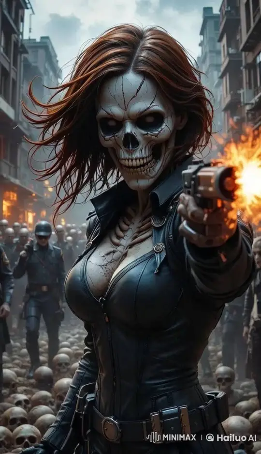 Female Protagonist in Post-Apocalyptic City Fights with Gun – AI Generated Video | Hailuo AI