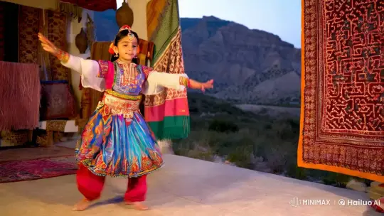 Pathan Girl Enacts Traditional Dance in Cultural Setting – AI Generated Video | Hailuo AI