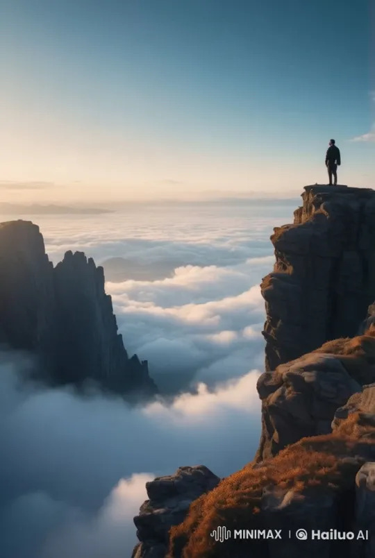 Cliffside Serenity: Animated Clouds at Dawn – AI Generated Video | Hailuo AI