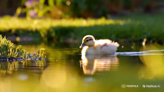 Graceful Duckling Paddles in Serene Pond – AI Generated Video | Hailuo AI